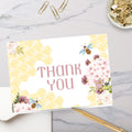 hydrangea and honeycomb theme thank you cards for personal stationery